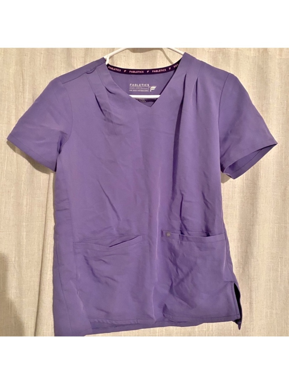 Fabletics Purple V-Neck Short Sleeve Scrub Top